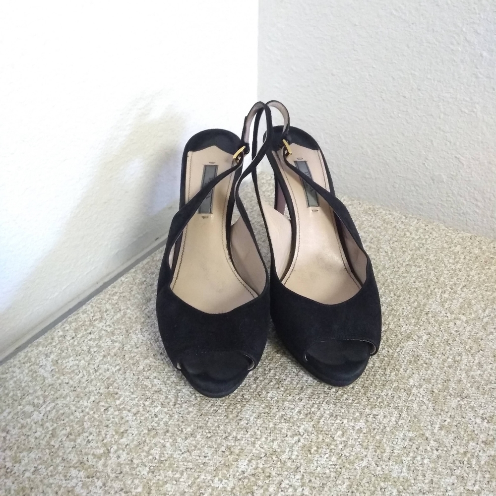 Prada Milano Black Suede Sandals - Picture 4 of 6